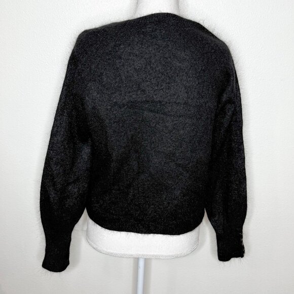 Sezane Sweater Black Knit Pullover Mohair/Moreno Size M Quiet Luxury Minimalist - Picture 3 of 7